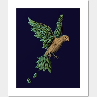 wood bird Posters and Art